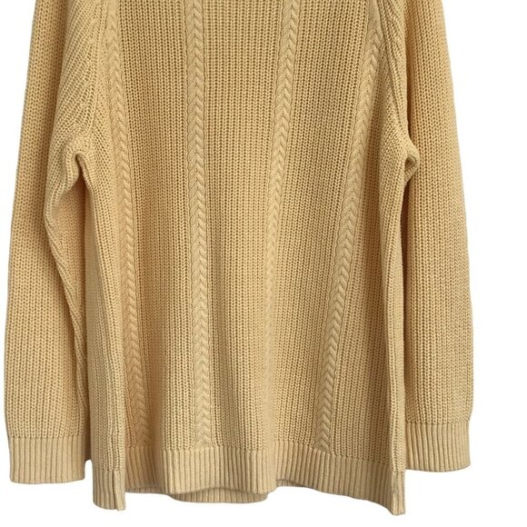 CJ Banks Plus Sz 2X Butter Yellow Cable Knit Pullover Sweater Long Sleeve Cotton - Picture 9 of 11